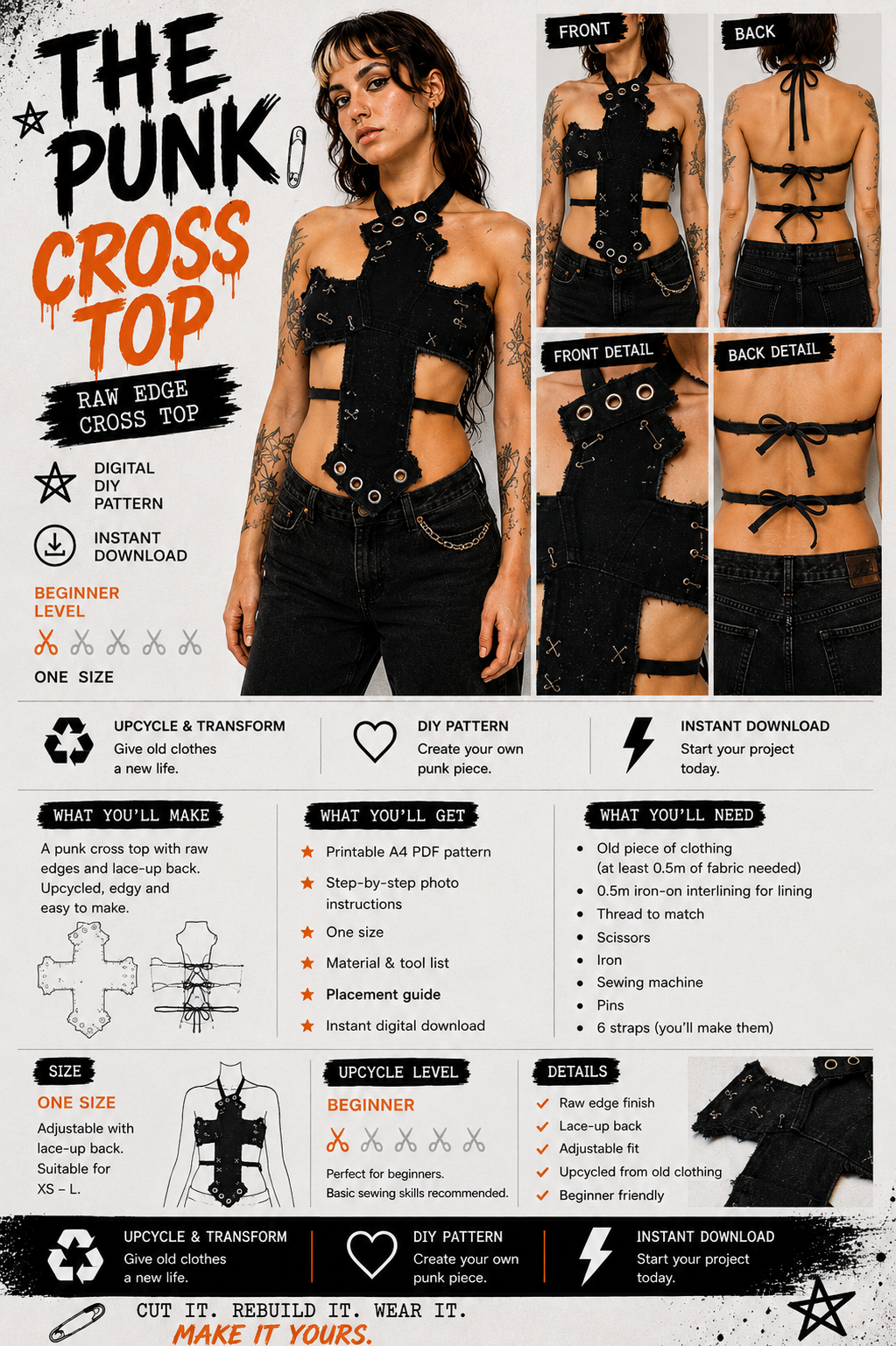 DIY Punk Cross Top PDF pattern