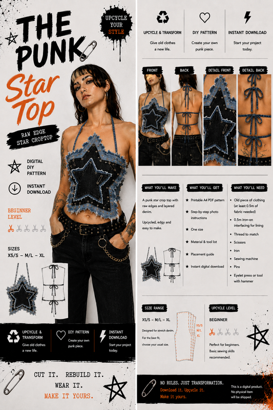 DIY Punk Star Top PDF pattern