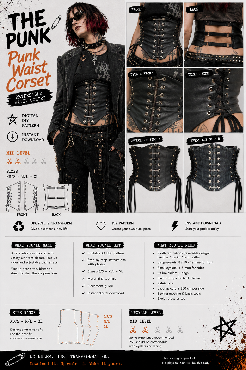 THE PUNK WAIST CORSET PDF PATTERN