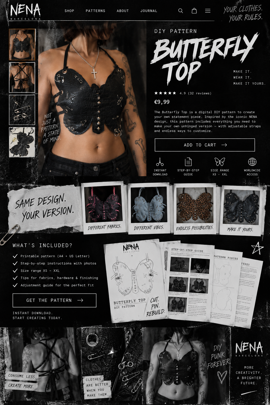 DIY Punk Butterfly Top PDF pattern