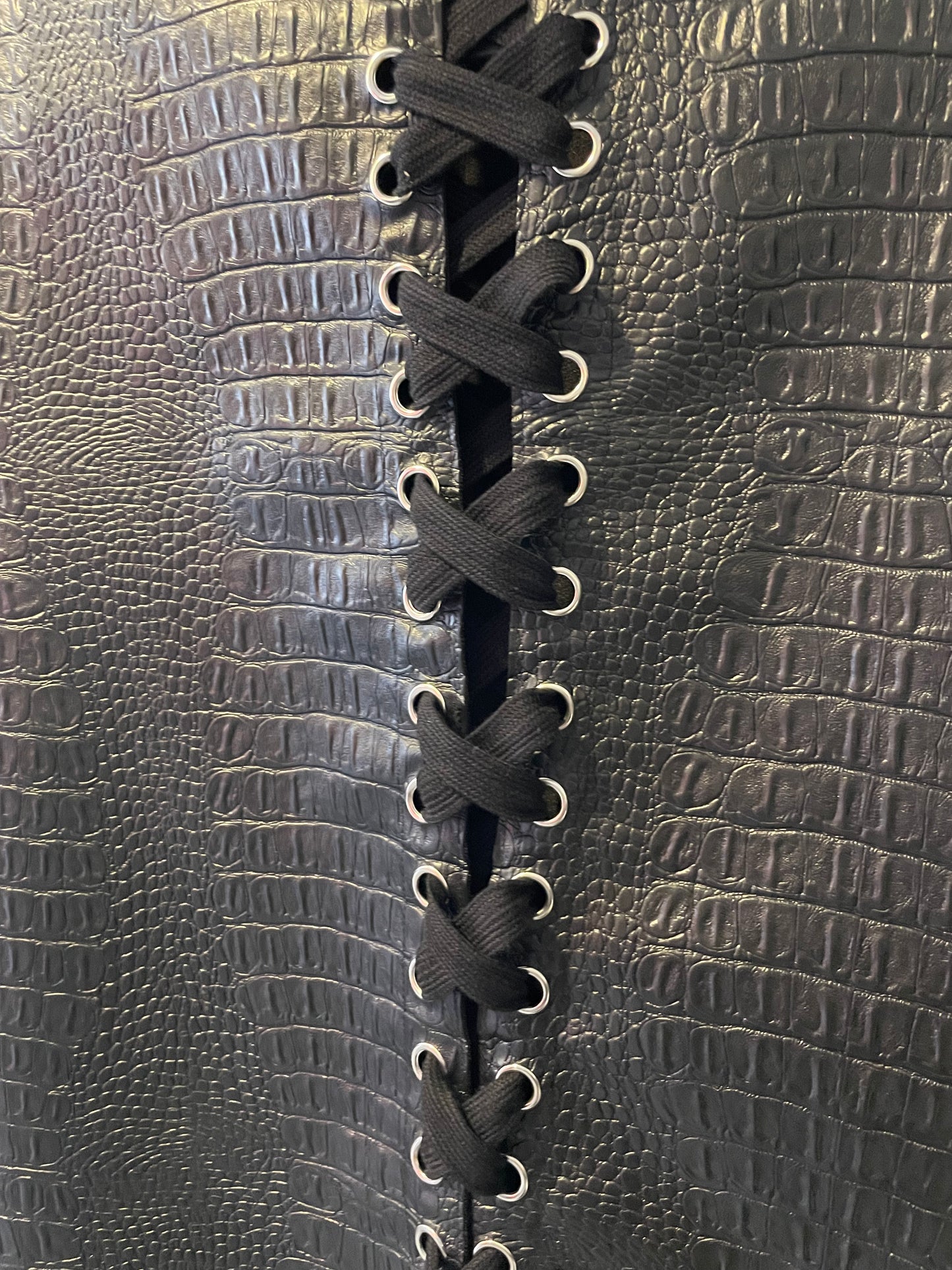 Faux croco leather cropped top