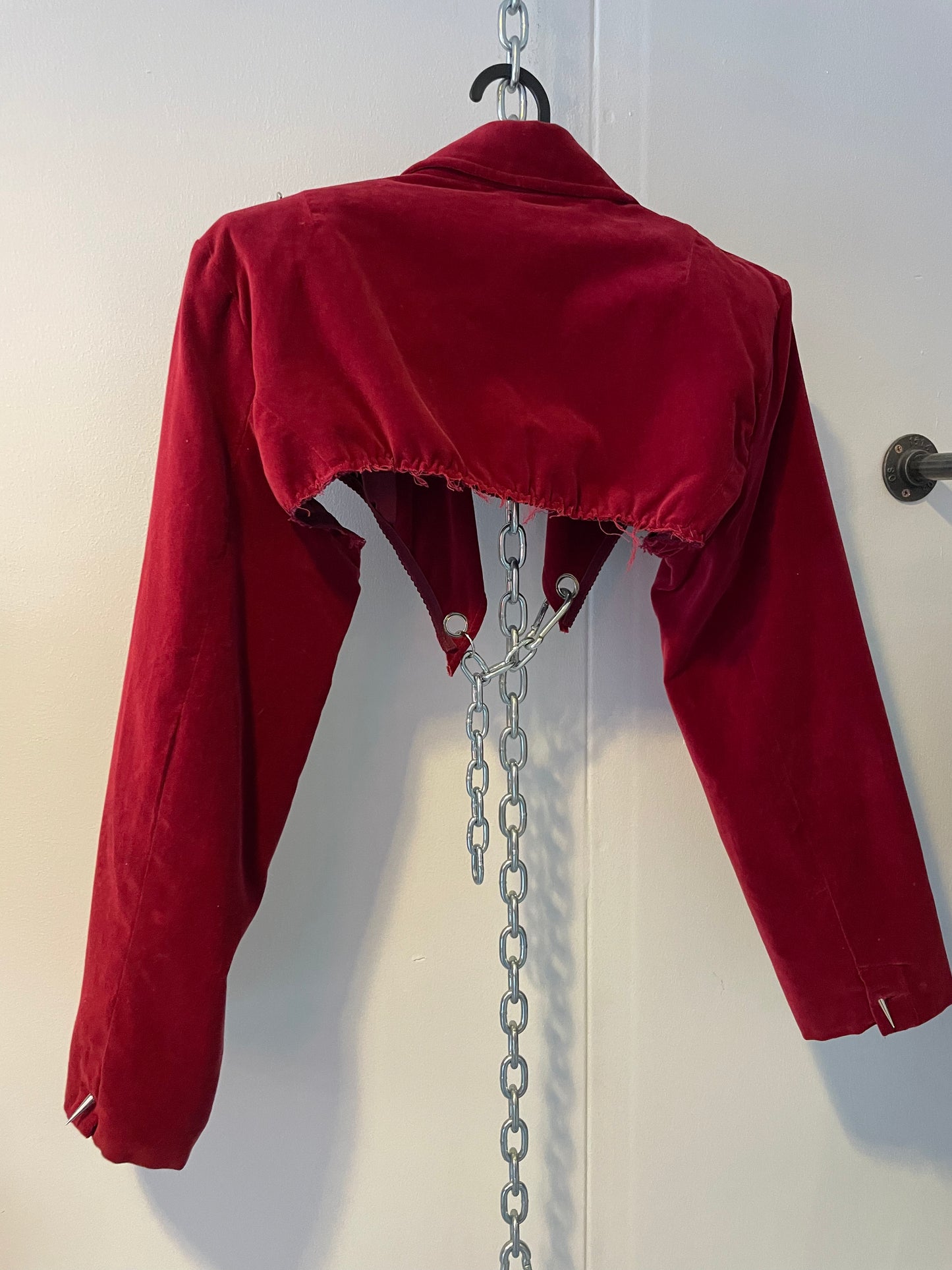 Reworked velvet red bolero blazer