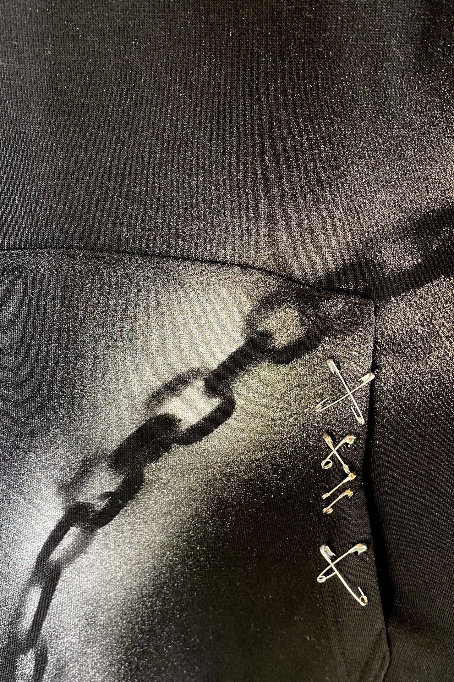 "Don't get chained up" Upcycled Deadstock Black/silver Hoodie