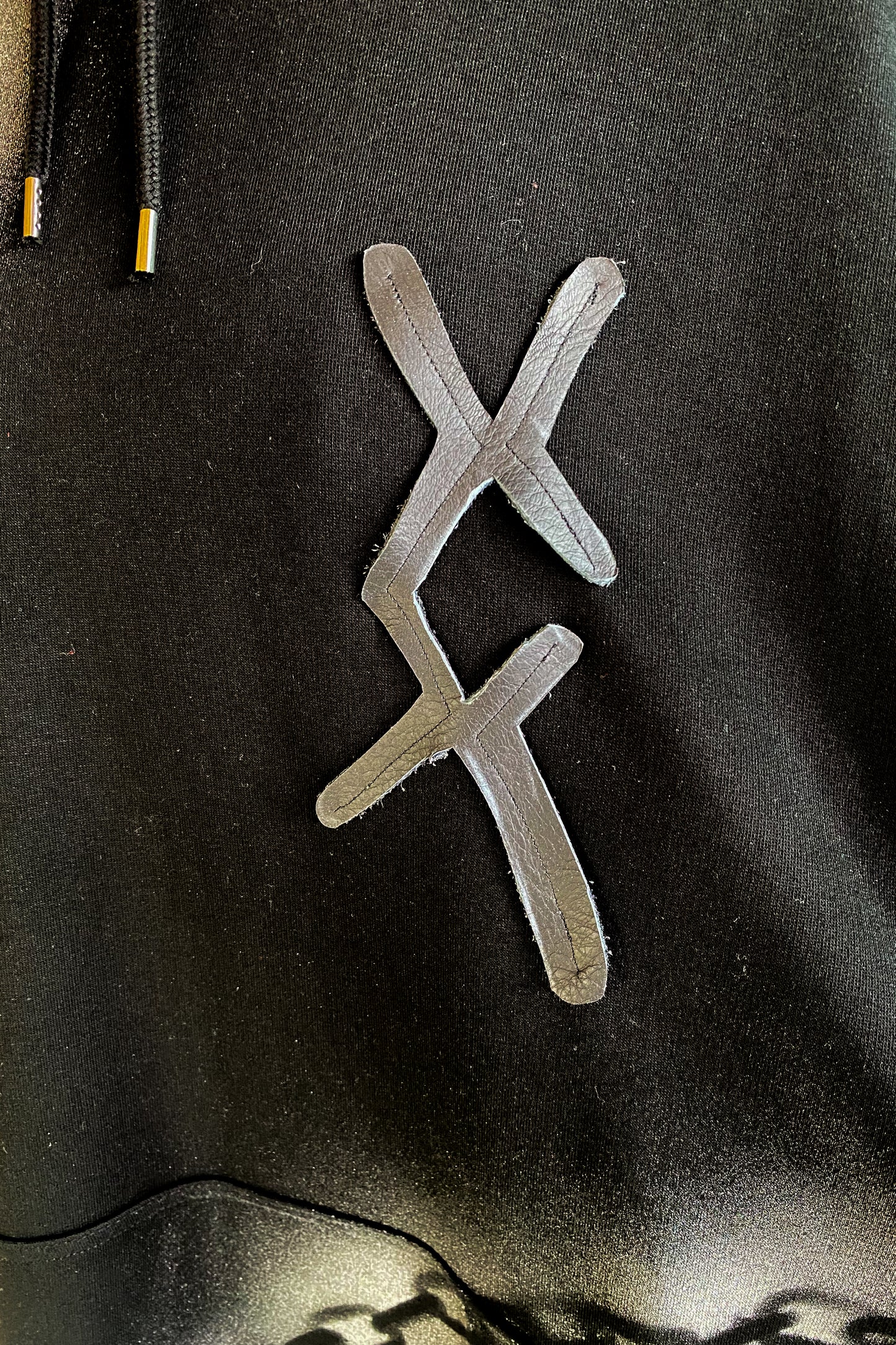 "Don't get chained up" Upcycled Deadstock Black/silver Hoodie