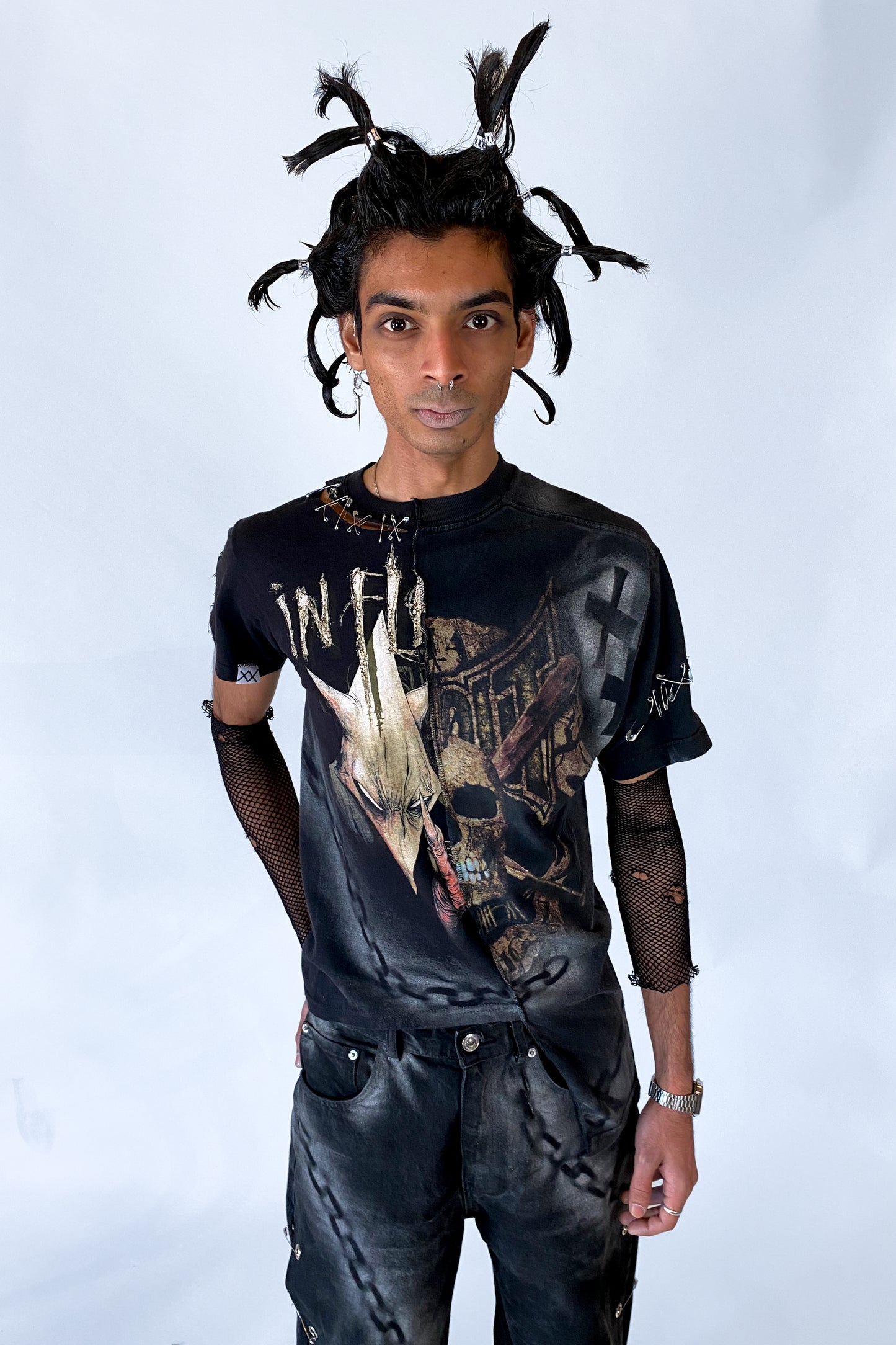Custom Skull/Fantasy Figure Upcycled T-shirt