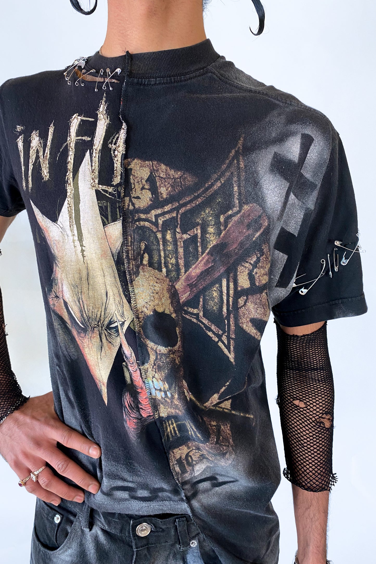 Custom Skull/Fantasy Figure Upcycled T-shirt