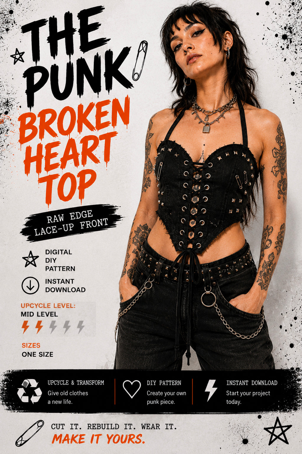 DIY Punk Broken Heart Top PDF pattern