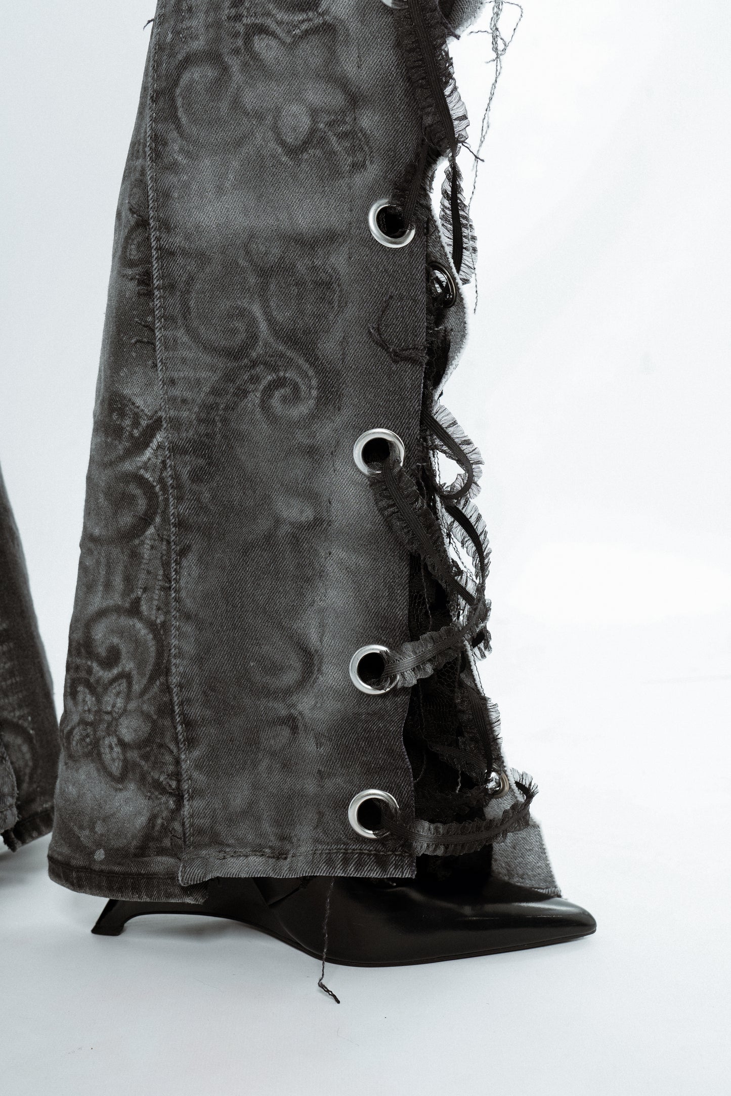 Mirror Lace-Up Flare Jeans