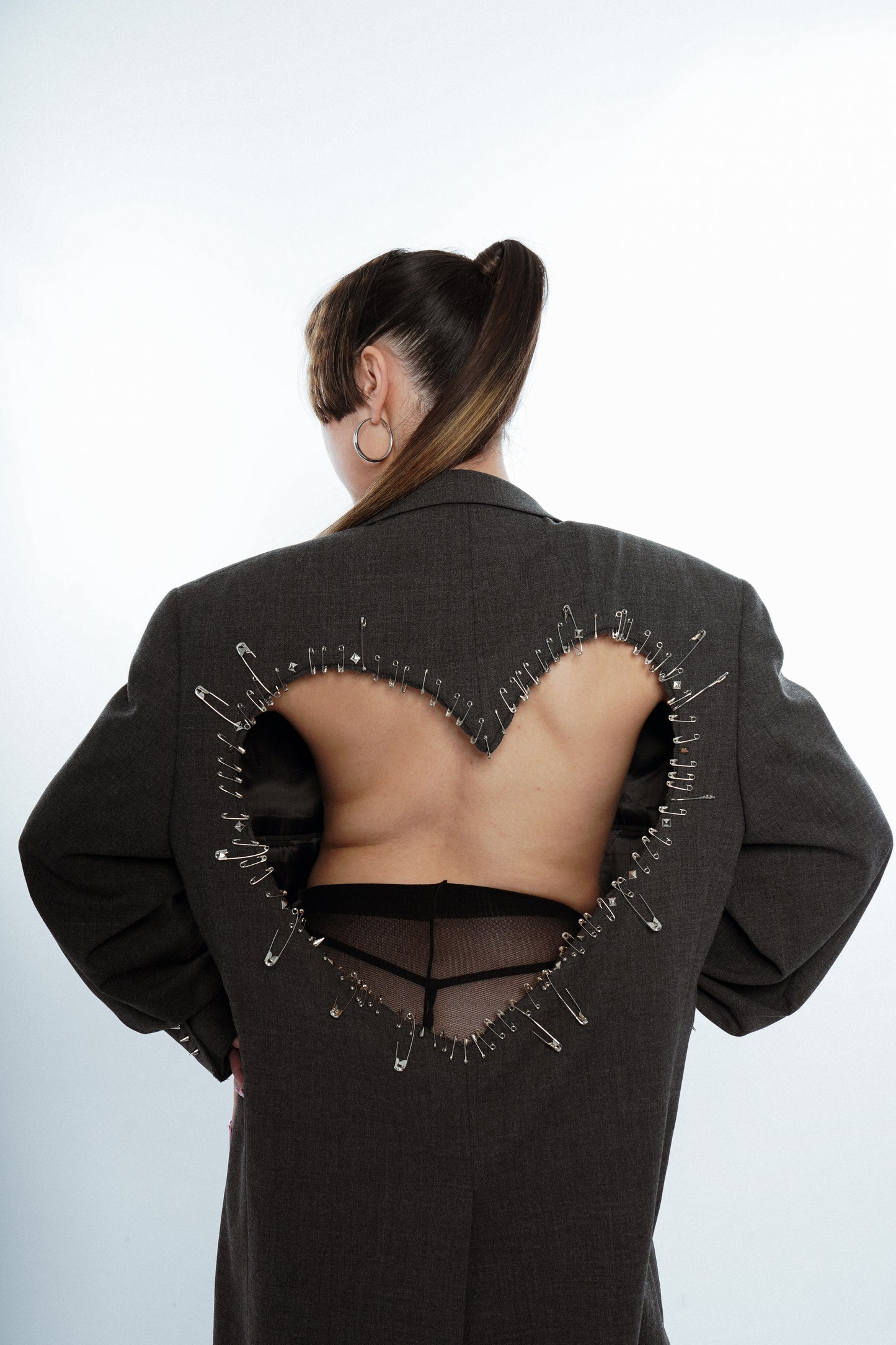 Mirror Punk Heart Oversized Blazer