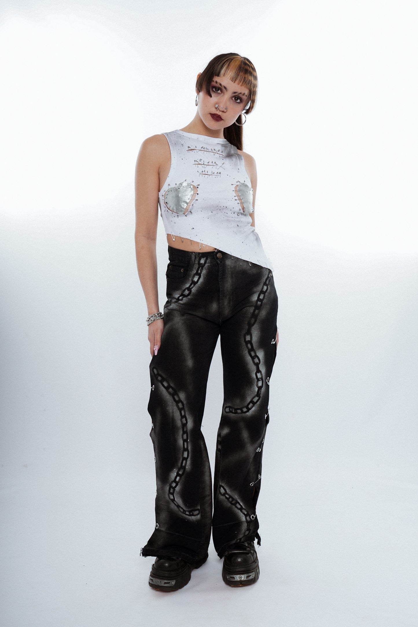 Mirror Chain Flare Jeans