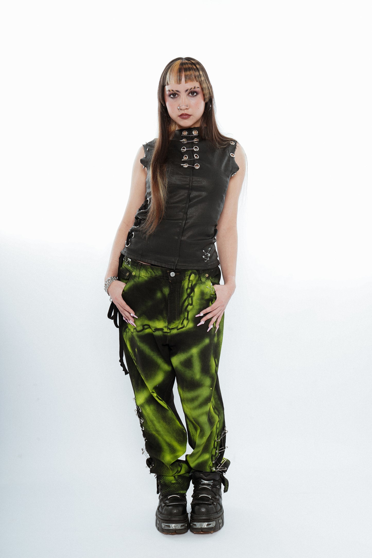 Morph Coated Lace-Up Top