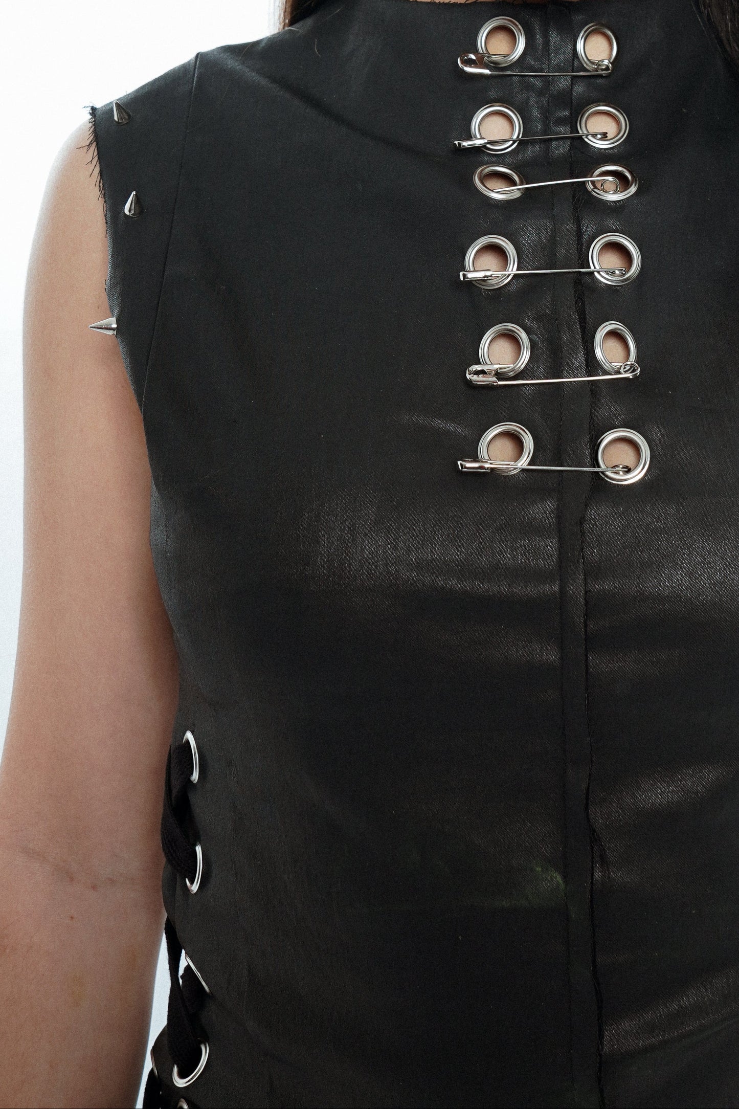 Morph Coated Lace-Up Top