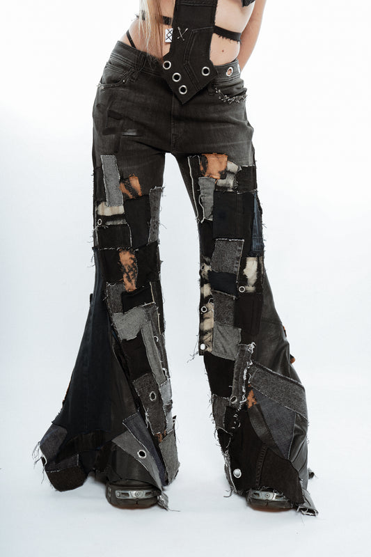 Morph Patchwork Wide Flare Jeans