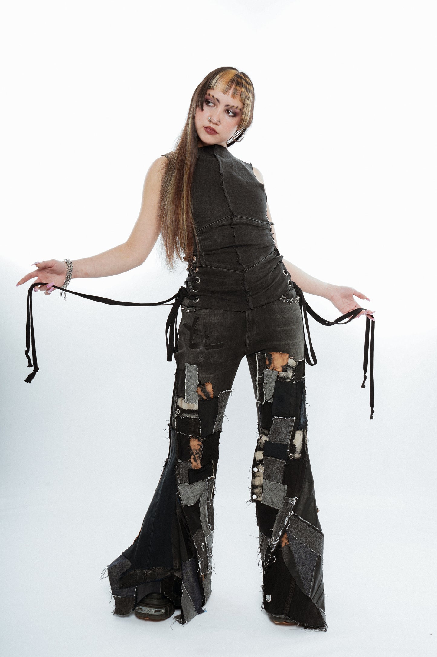 The Guardian Lace-Up Denim Top