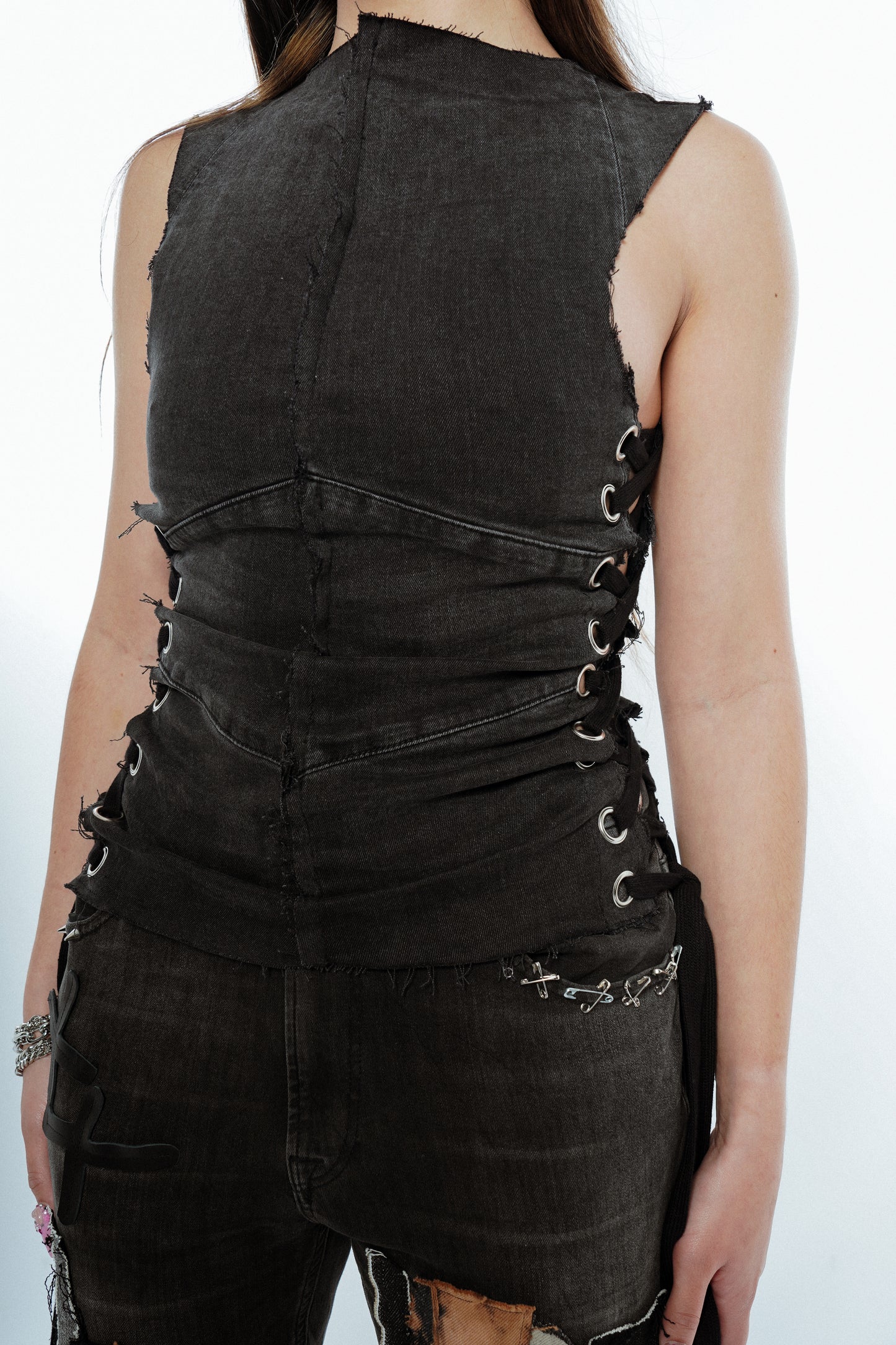 The Guardian Lace-Up Denim Top