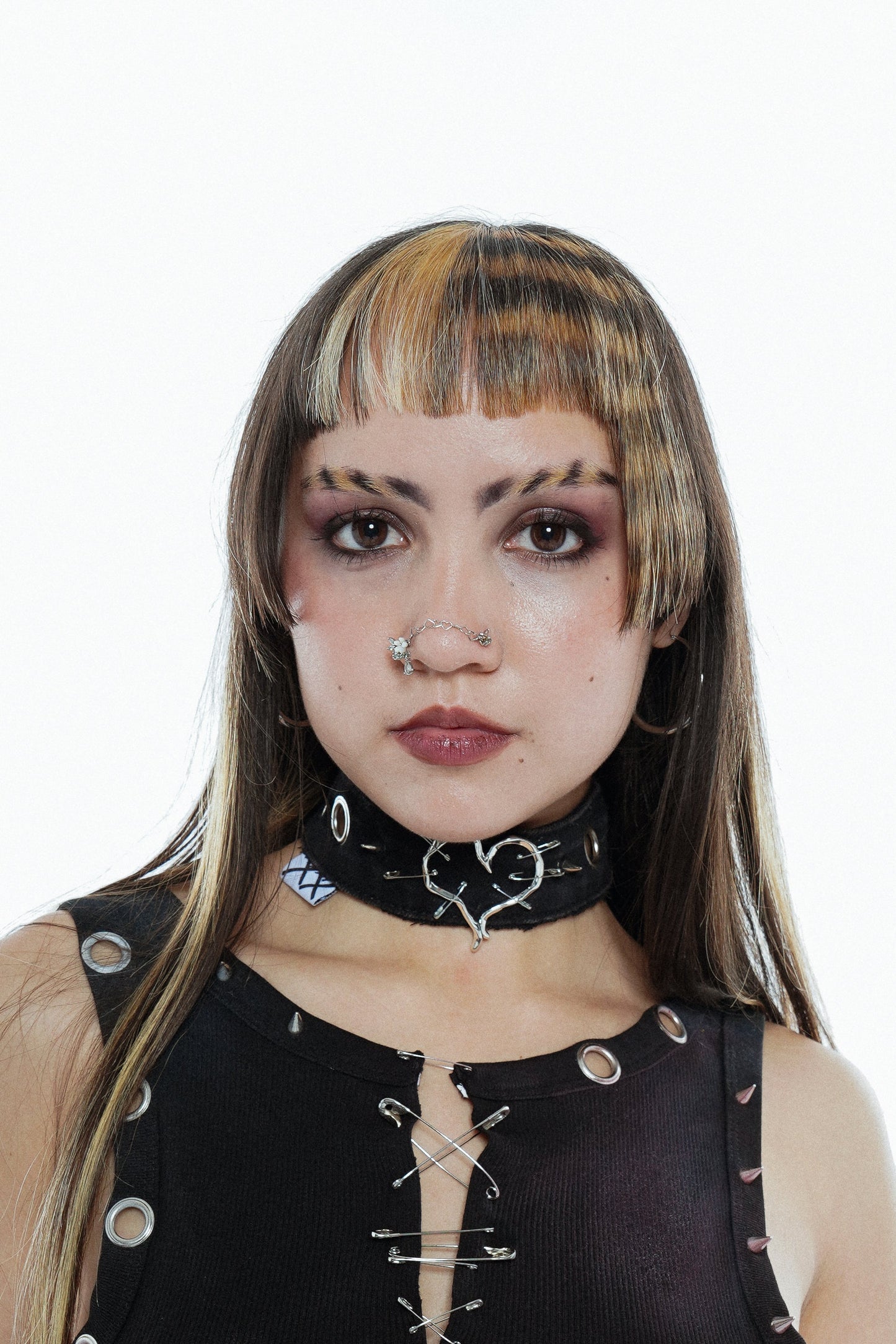 Morph Pinned Heart Denim Choker