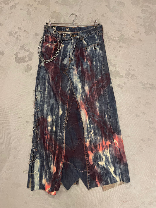 PUNK QUEEN MAXI SKIRT BLEACHED BLUE