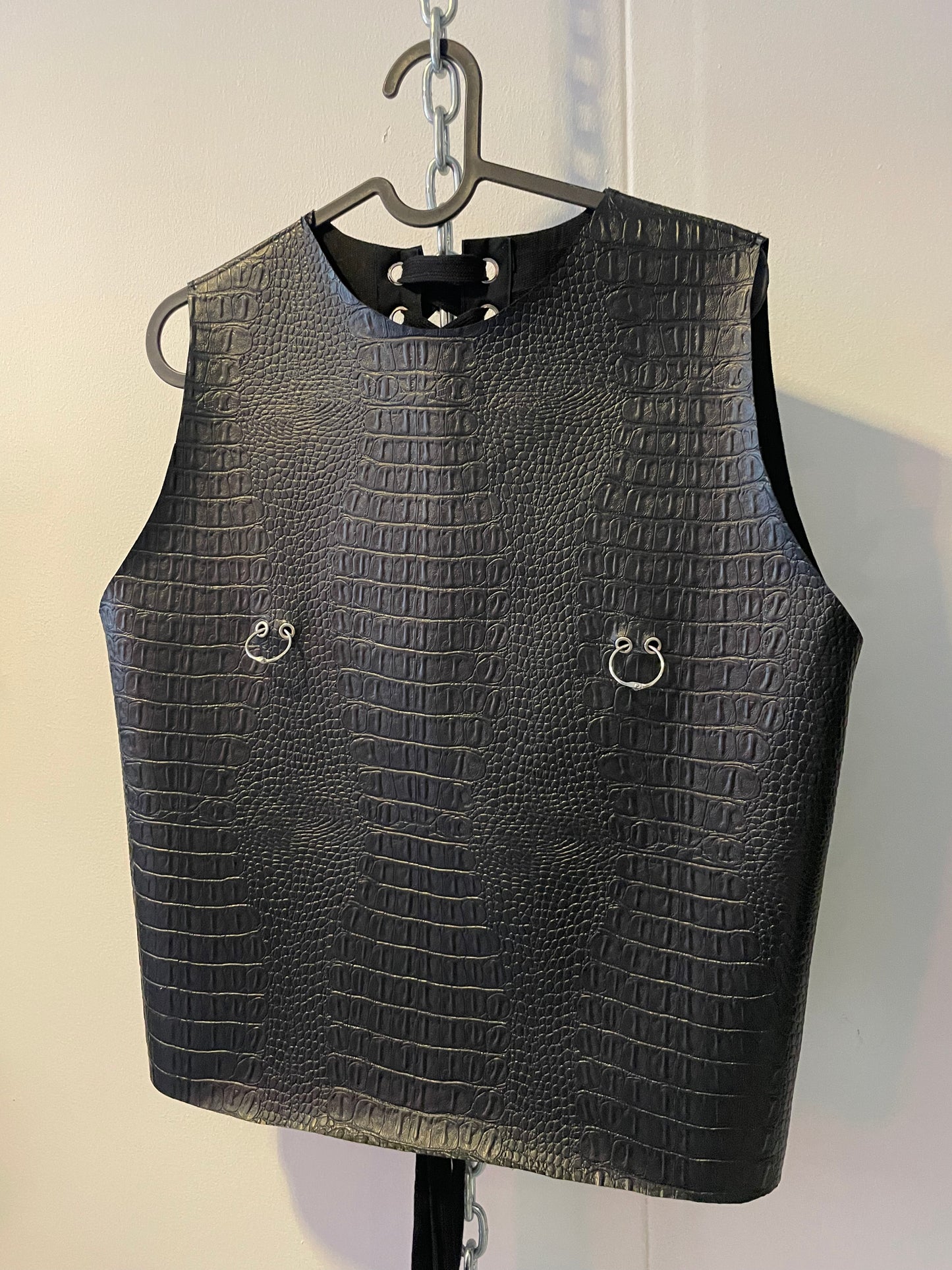 Faux croco leather cropped top