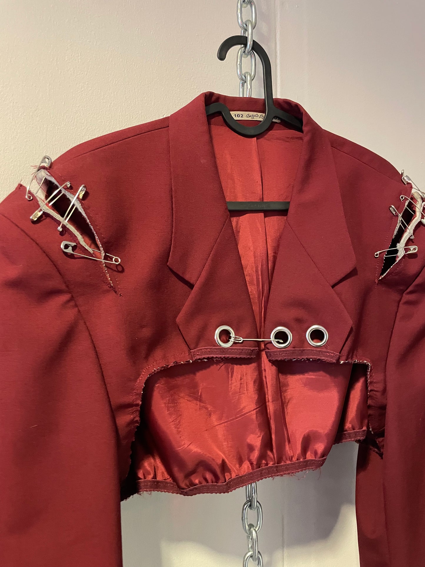 Reworked red bolero blazer