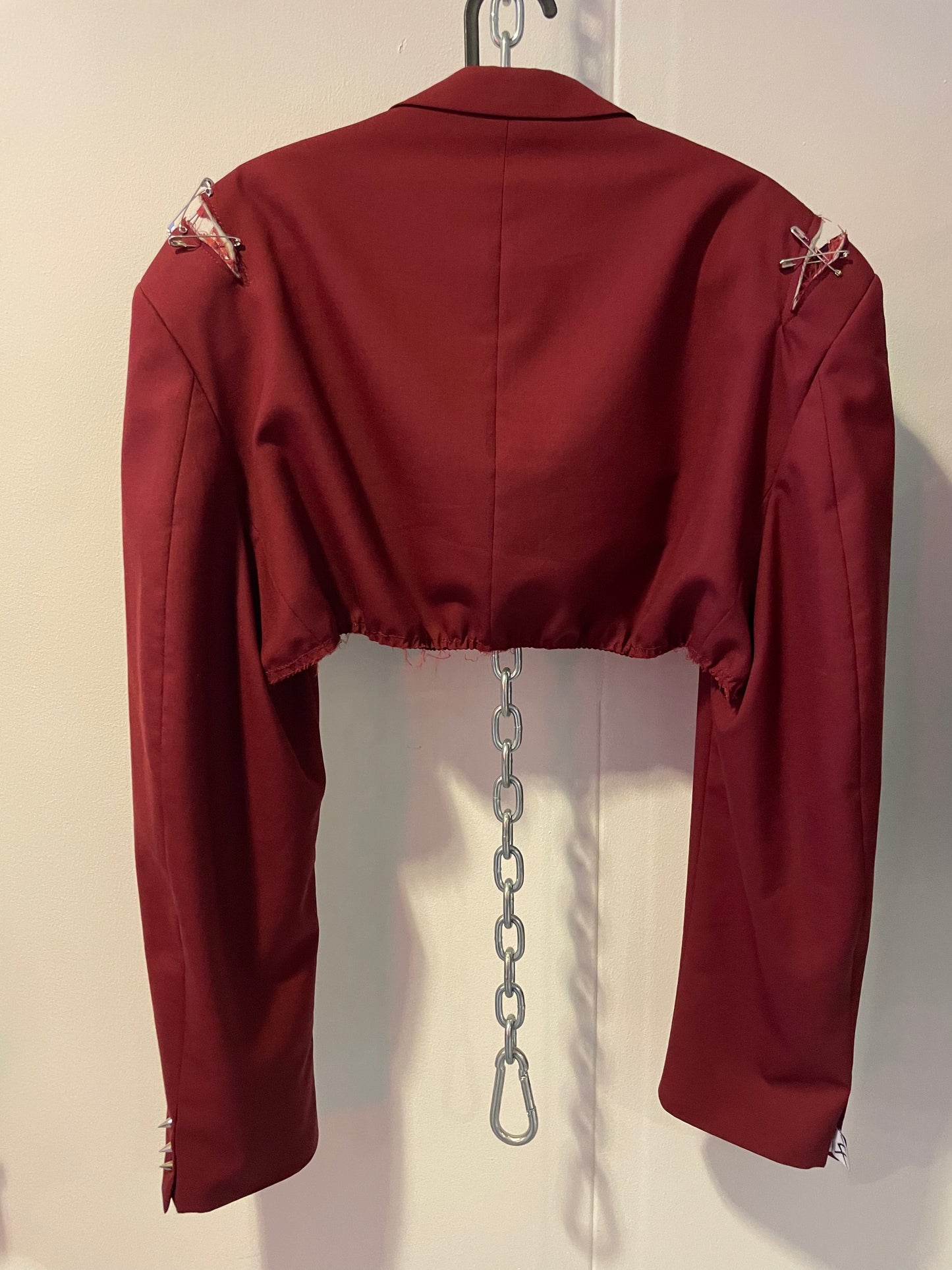 Reworked red bolero blazer