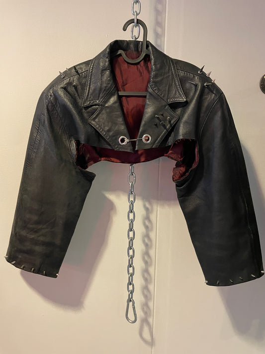 Reworked leather bolero jacket