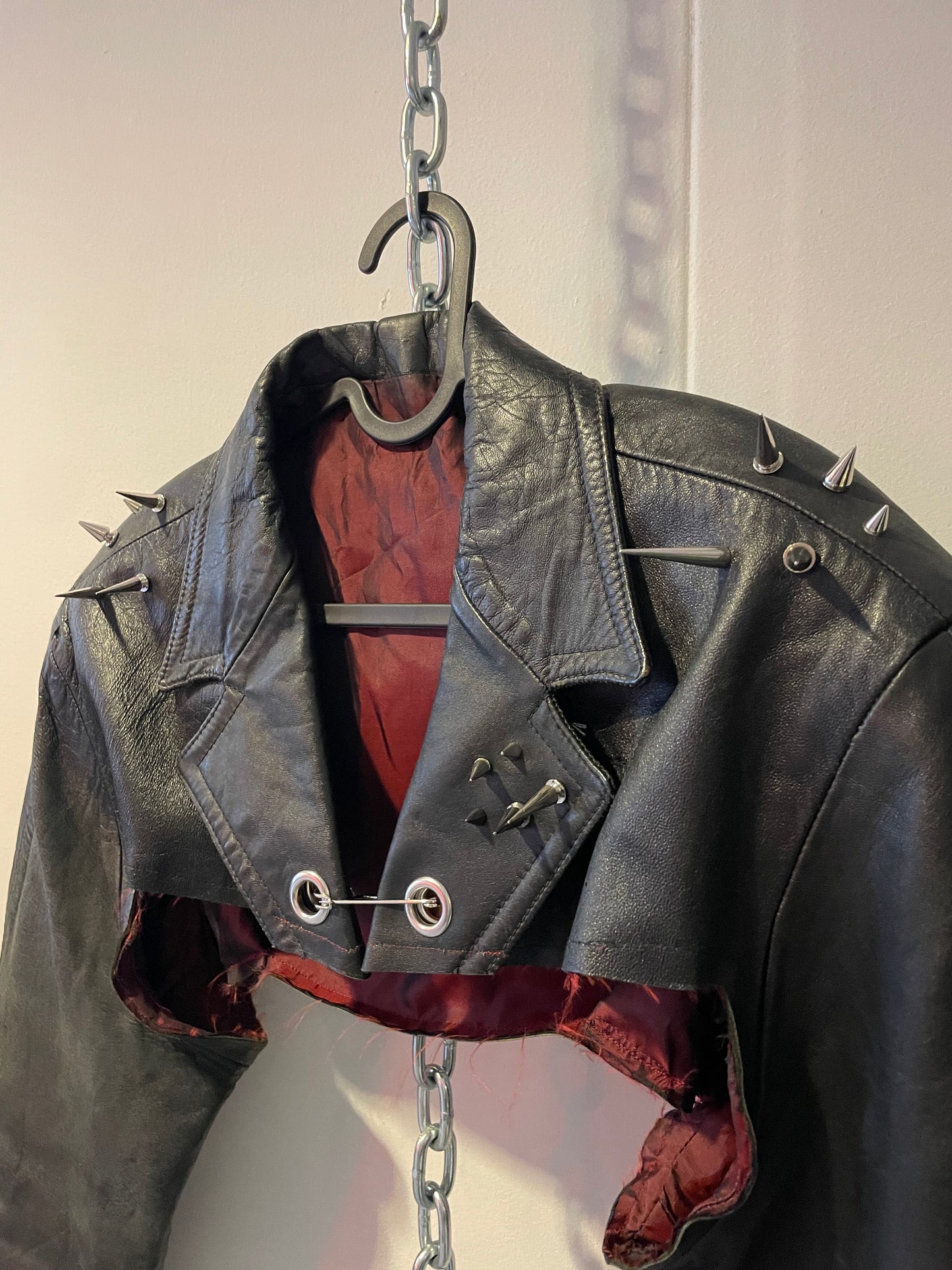 Reworked leather bolero jacket