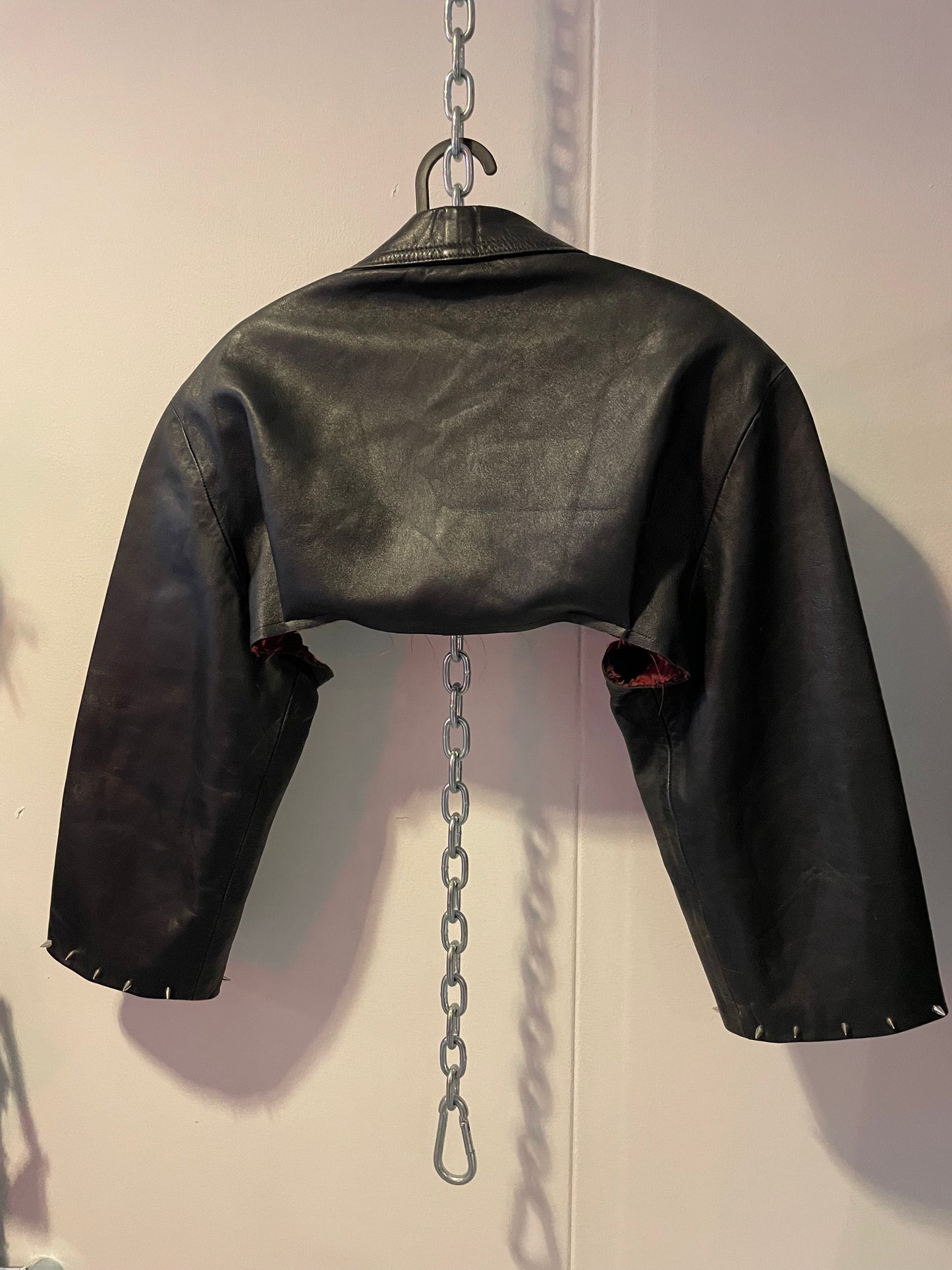 Reworked leather bolero jacket