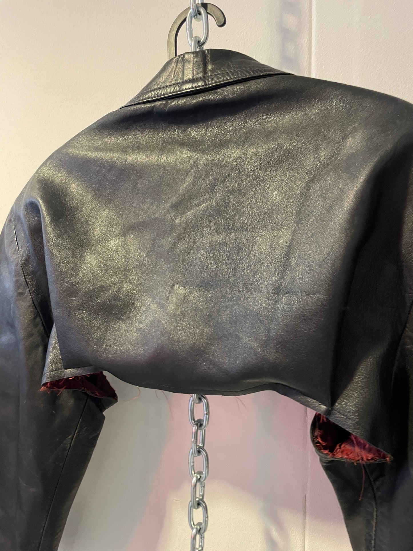 Reworked leather bolero jacket