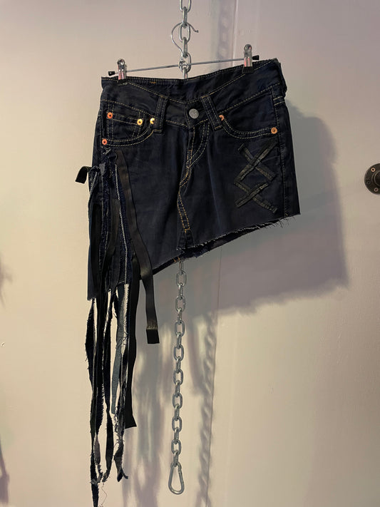 Asymetrical denim mini skirt