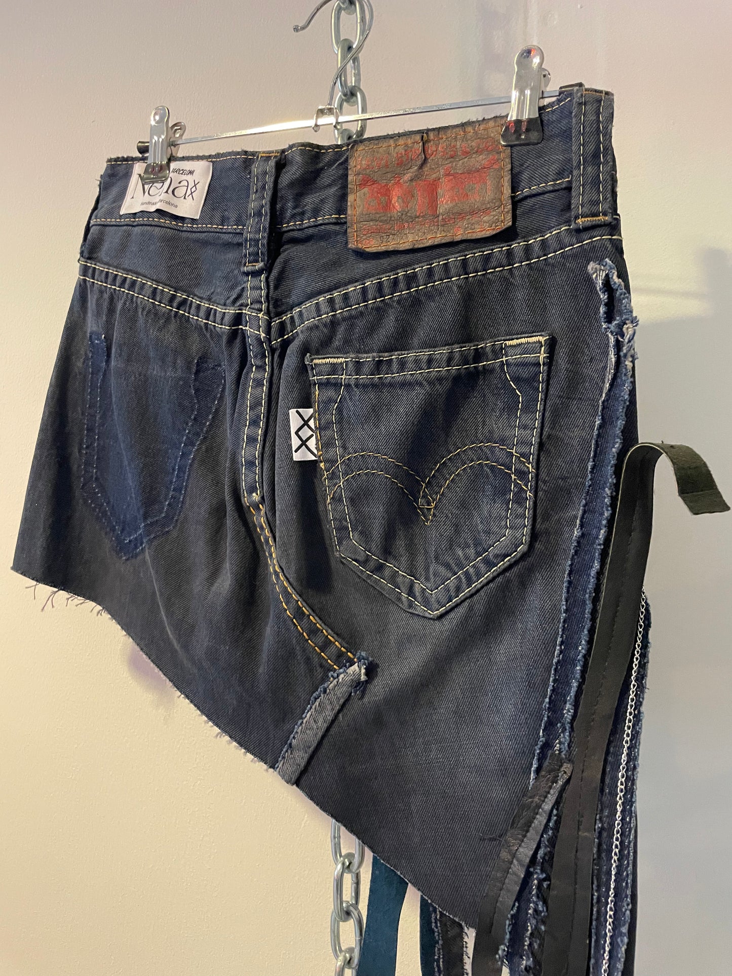 Asymetrical denim mini skirt