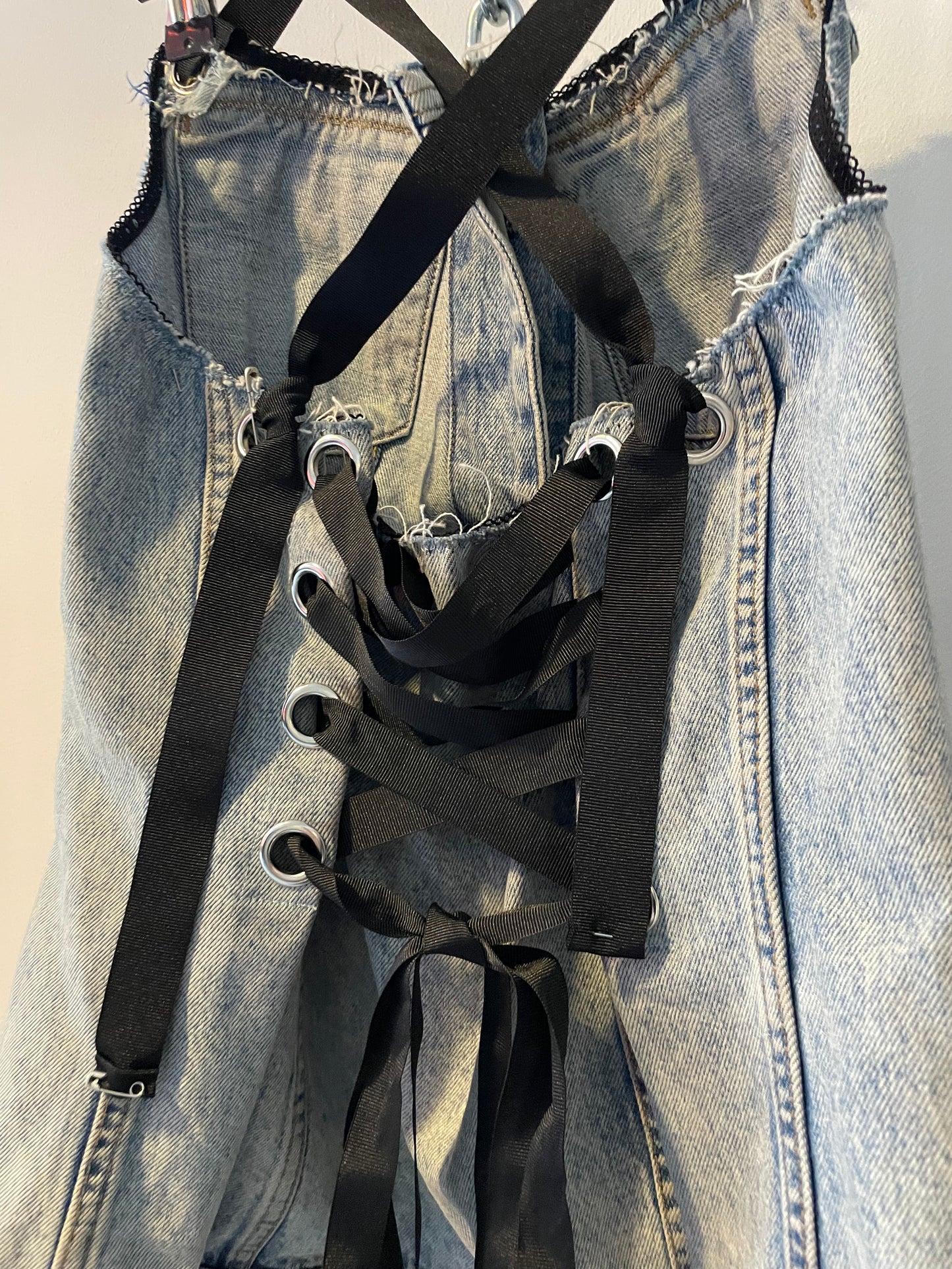 Denim corset top reworked