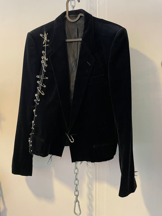 Velvet box-fit cropped blazer