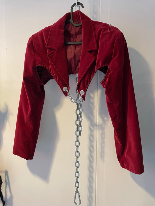 Reworked velvet red bolero blazer