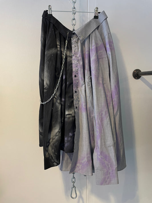 Reconstructed skirt made from two classic shirts