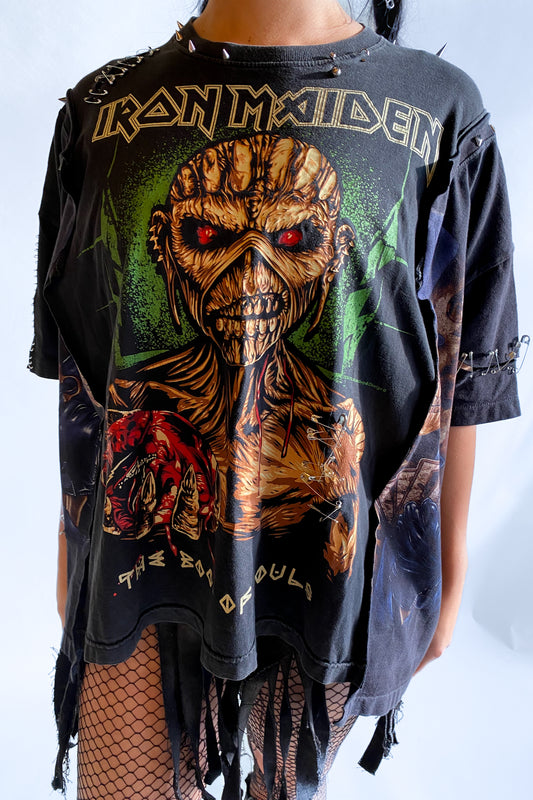 IMPERFECT TEE - RECONSTRUCTED T-SHIRT IRON MAIDEN/SKULLGUNS