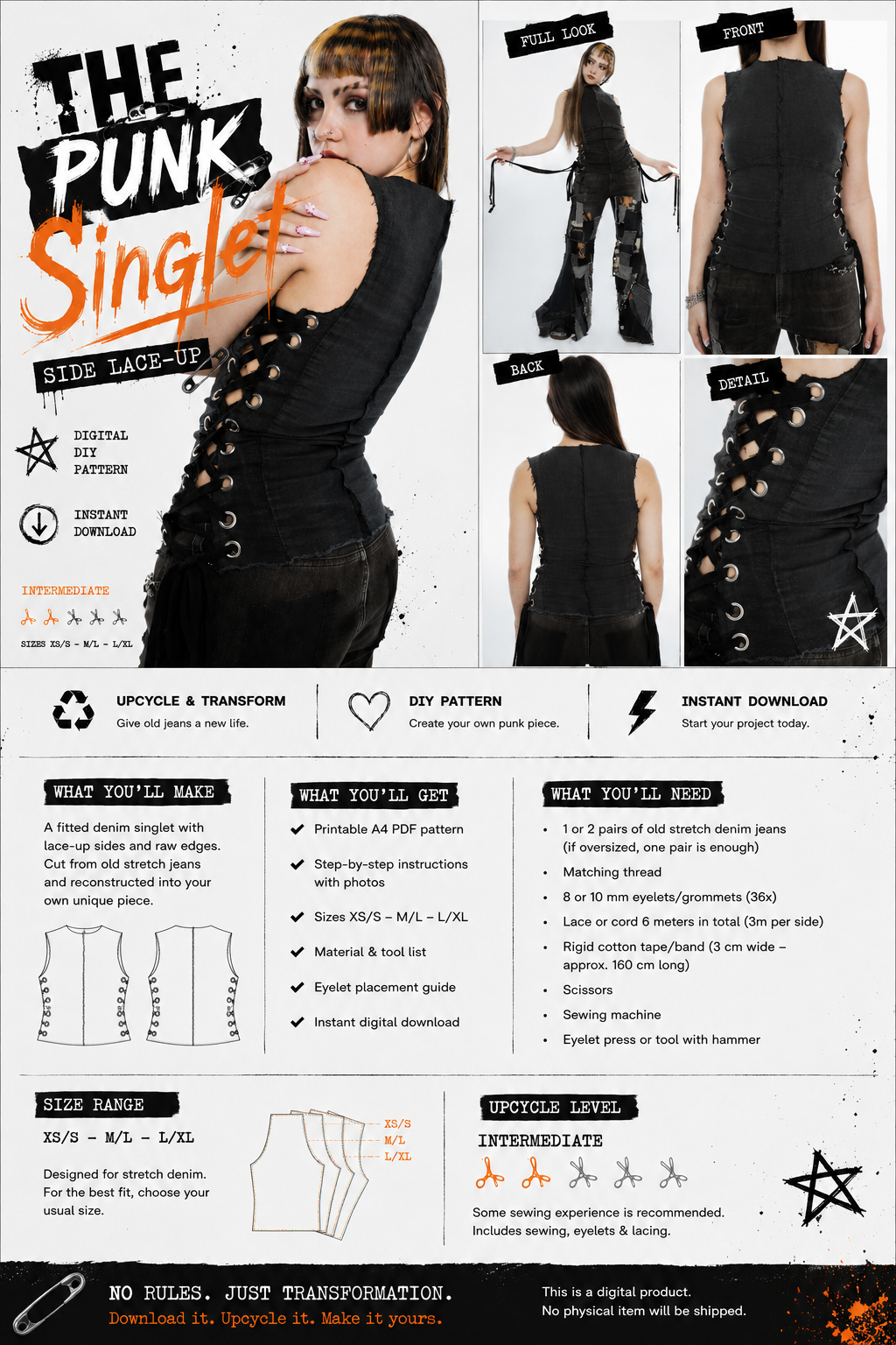 THE PUNK SINGLET  SIDE LACE UP