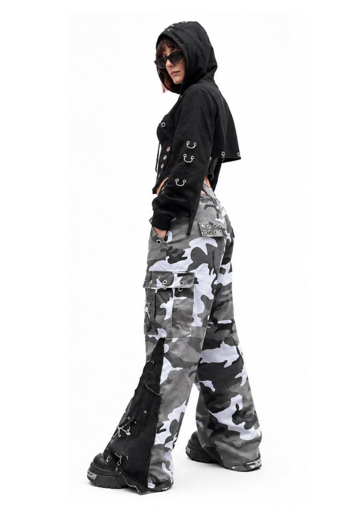 upcycled camouflage punk pants