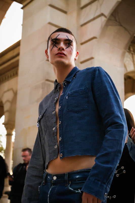 SPLIT REWORKED SHIRT CROPPED